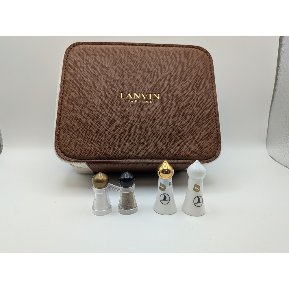 Lanvin Turkish Airlines Business Class Amenity Kit Brown Case Salt Pepper Sets